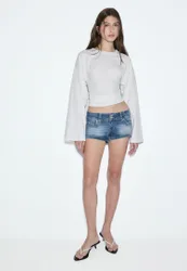 D76 Mini-Denimshorts MITTELBLAUER DENIM-WASHED-LOOK 34