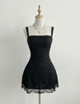Vestido casual gótico sexy sin espalda con cintura ceñida de encaje, vintage, sin tirantes, negro, elegante, para Halloween, noche de fiesta y cita - Shein - FashionsVida