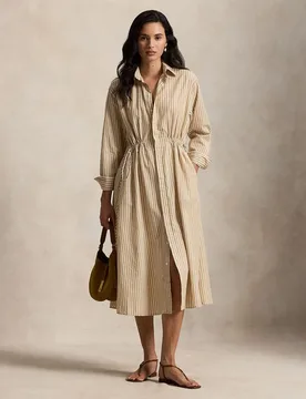 Vestido camisero de algodón y lino - Polo Ralph Lauren - FashionsVida
