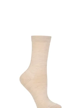 Women's 1 Pair Soft Merino Wool Socks Linen 4-5 Ladies - Cream - Size: Small - Falke - FashionsVida