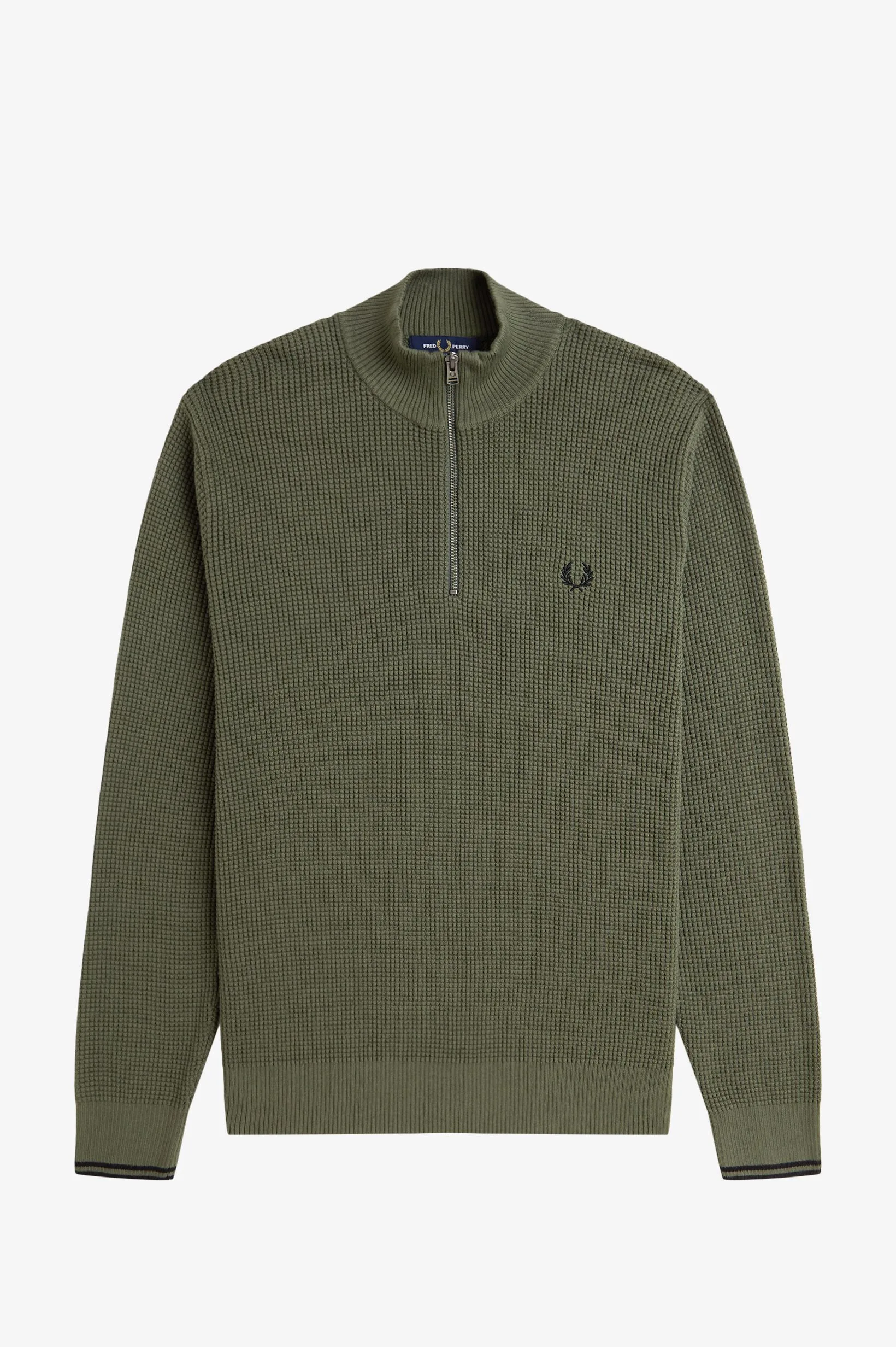 WAFFLE STITCH HALF ZIP JUMPER male - L - FashionsVida