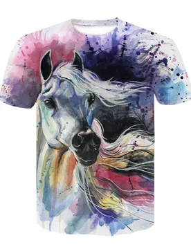 New O-necked Head Wear Flower Headband Horse 3d Fashion Animal Clothes Men And Women Plus Size Sportswear Breathable T-shirt - Aliexpress - FashionsVida