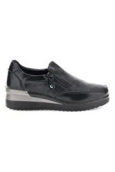 Sneaker Nera con Inserti a Texture Rettile, Zip Laterale e Zeppa MINB224 37