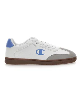 Sneakers Bianche con Logo Azzurro e Suola in Gomma PRESTIGE MIX MATERIAL 40 - Champion - FashionsVida