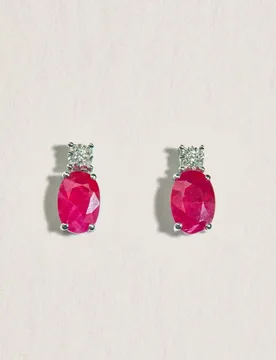 Pendientes de oro con diamante y rubí - El Corte Inglés - FashionsVida