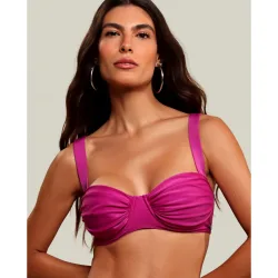 Top de bikini balconette liso con relleno