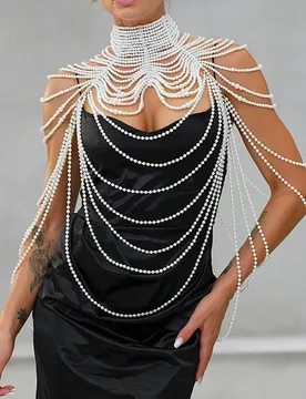 Women Pearl Shawl Necklaces Body Chain Sexy Beaded Collar Shoulder Pearl Bra Top Sweater Chain Wedding Dress Body Jewelry - Aliexpress - FashionsVida