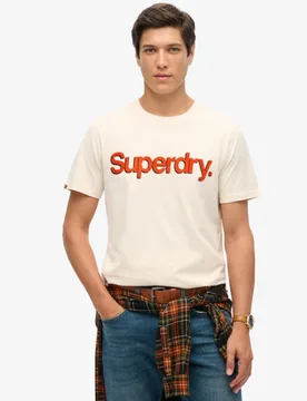 Superdry Herren Klassisches Core Logo Shadow T-shirt Creme - Größe: S - 39.99 - FashionsVida