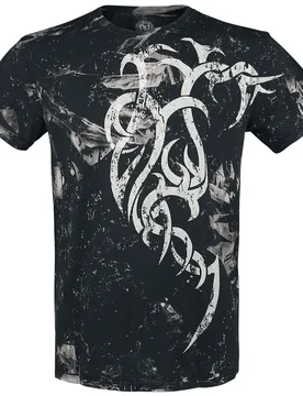 Gothic T-Shirt - Marble Tattoo - M - für Männer - Größe M - schwarz/weiß - Männer - male - Outer Vision - FashionsVida