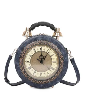Women's Magico PU clock Unique Design top handle crossbody handbag in Dark Blue - Dark Blue - Size: One Size - Fontanella Fashion - FashionsVida
