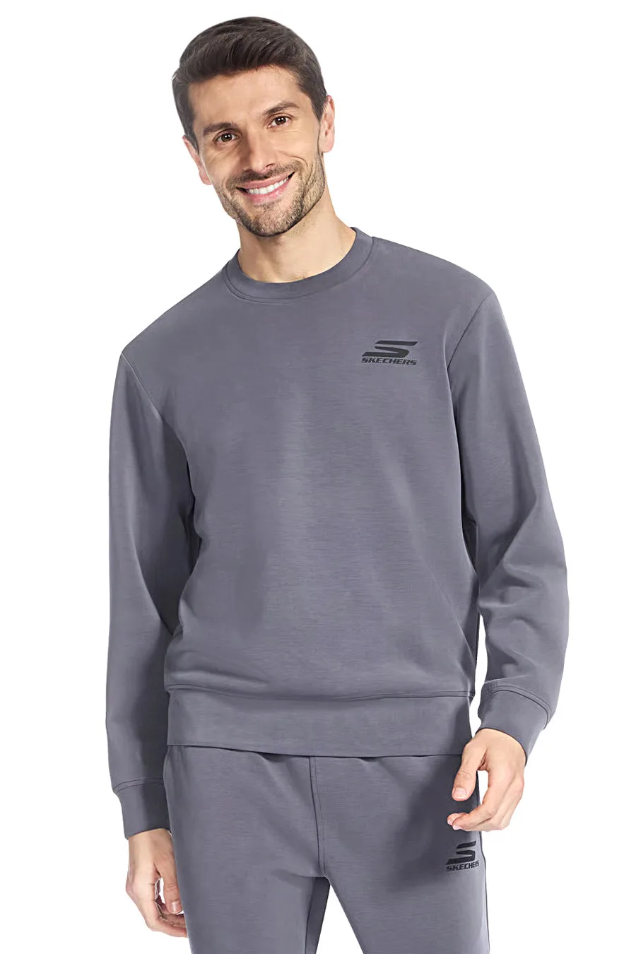 Felpa grigia con girocollo e logo stampato SKECHCLOUD Elevate Crew L - Skechers - FashionsVida