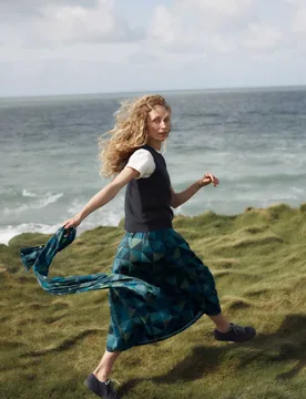Jersey Geometric Midi A-Line Skirt Blue Mix female - Seasalt cornwall - FashionsVida
