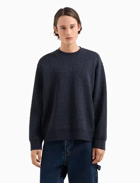Exchange Felpa 6dzmjk-zjzgz Navy Lettering Big L - Armani - FashionsVida