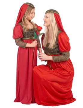 Mittelalterliches Prinzessinnen-Paarkostüm für Damen und Mädchen schwarz-rot-goldfarben - female - BCI - FashionsVida