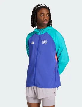 Vienna Marathon Running Jacket L Lucid Blue / Shock Green - Adidas - FashionsVida