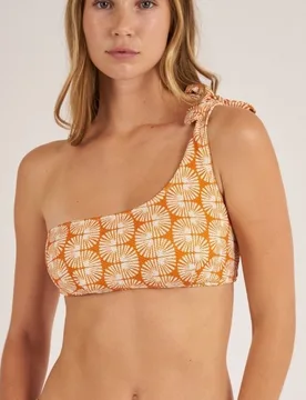 Top de bikini asimétrico con estampado geométrico - Bohodot - FashionsVida