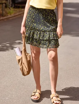 Street One Knielanger Chiffon-Rock mit Print female Blau - Street One Studio - FashionsVida
