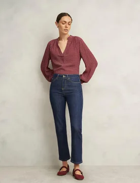 High Waisted Straight Leg Ankle Grazer Jeans Blue female - Hobbs - FashionsVida