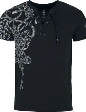 T-Shirt - Celtic Snake T-Shirt with Lacing - S bis XXL - für Männer - Größe L - schwarz - Männer - male - Black Premium by EMP - FashionsVida