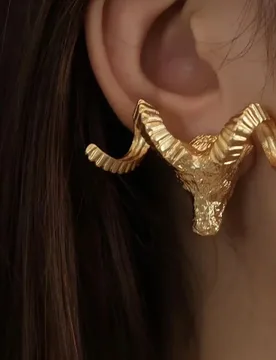 Retro and Unique Multi-element Combination High-end and Niche Earrings Featuring A Sheep Head Design - Aliexpress - FashionsVida