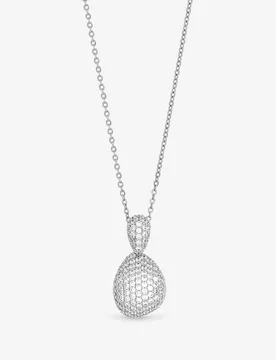 Women's Rhodium Plated & Cubic Zirconia Drop Dome Pendant - Gift Box in Silver - Silver - Size: One Size - Jon Richard - FashionsVida