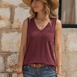 Top tank unicolor con parche de bolsillo M