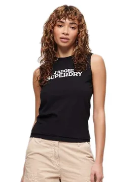 T-shirt Sans Manches Sport Luxe Graphic Fitted Black / White M - Superdry - FashionsVida