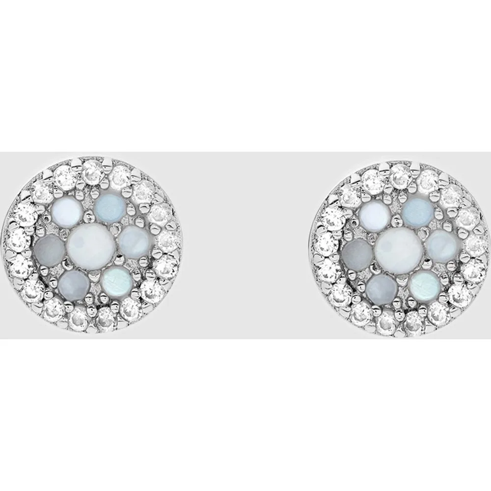 Pendientes de botón de mujer sterling de plata de ley con nácar - Fossil - FashionsVida