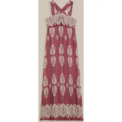 Vestido largo con estampado étnico y cuello halter