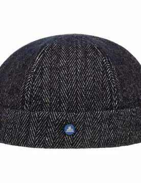 Dark Herringbone Docker Hat by - navy - Herren - Size: S (54-55 cm) - Hammaburg - FashionsVida
