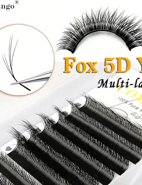 Filas de extensiones de pestañas en forma de Y de zorro 5D, rizado C/D, pestañas finas de 0.07 mm, racimos de pestañas premontadas de ojo de gato d - Shein - FashionsVida