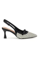 Décolleté Slingback nere con cinturino e tacco medio P666 38