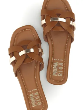Ciabatte marroni in vera pelle intrecciate 111 37 - PRIMA RIGA - FashionsVida