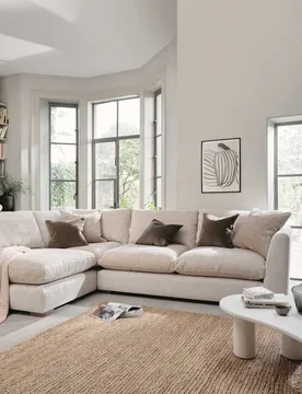 AND STONEHOUSE Palmer Textured Chenille Left Hand Corner Sofa Neutral - Barker - FashionsVida