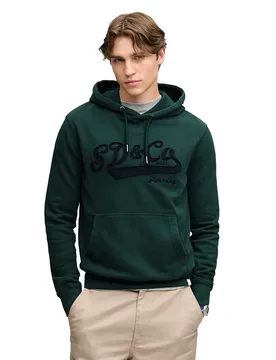 Felpa Con Cappuccio Washed Embroidered Relaxed Enamel Green XL - Superdry - FashionsVida