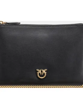 Bandolera pequeña de piel con asa de cadena - pinko - FashionsVida