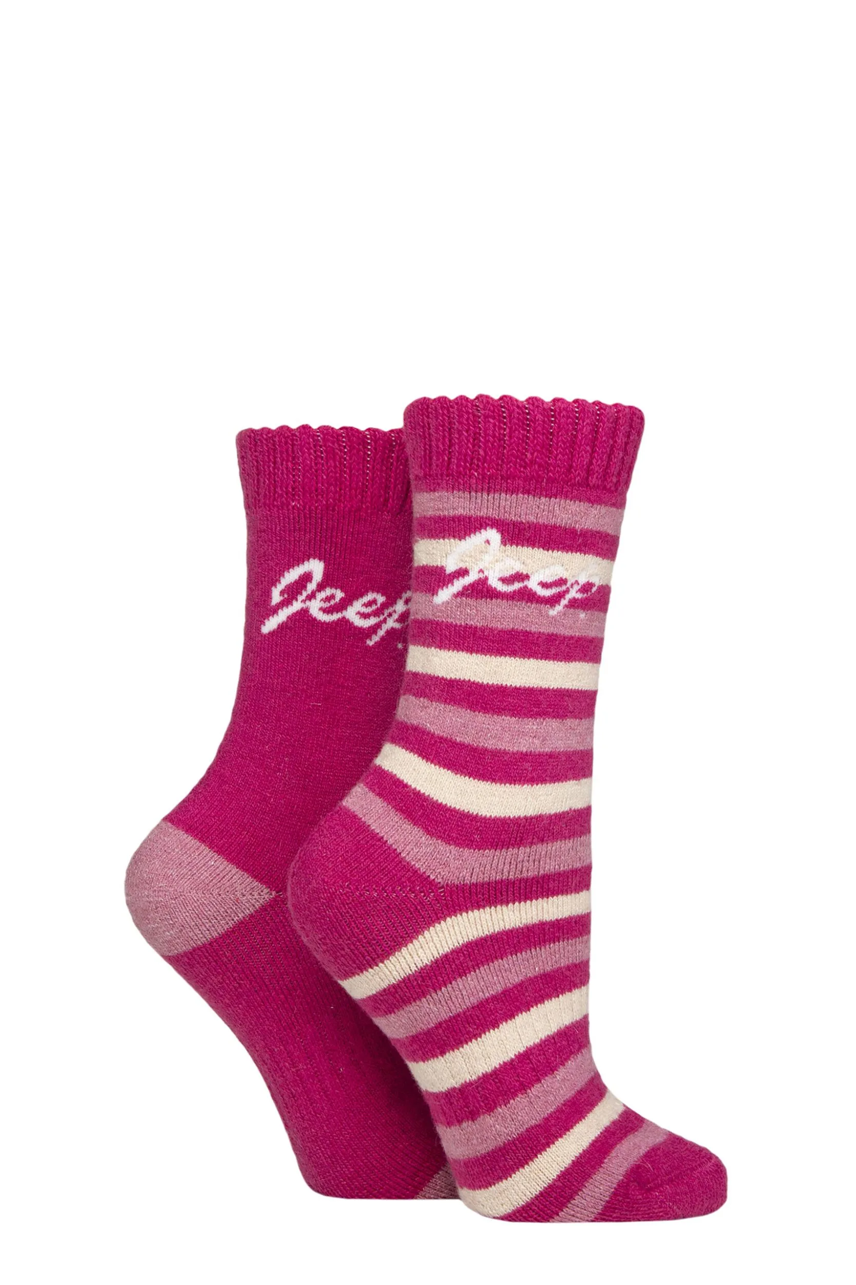 Women's 2 Pair Wool Blend Thermal Boot Socks Magenta / Rose / Wheat 4-8 - Assorted - Size: Small - Jeep - FashionsVida