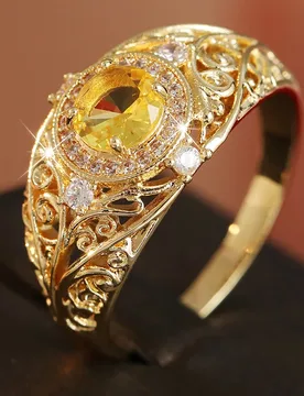 Gorgeous Luxury Vintage Hollowed Out Pattern Ring Inlay Synthetic Zircon Palace Style Ring Women's Fashion Jewelry - Aliexpress - FashionsVida