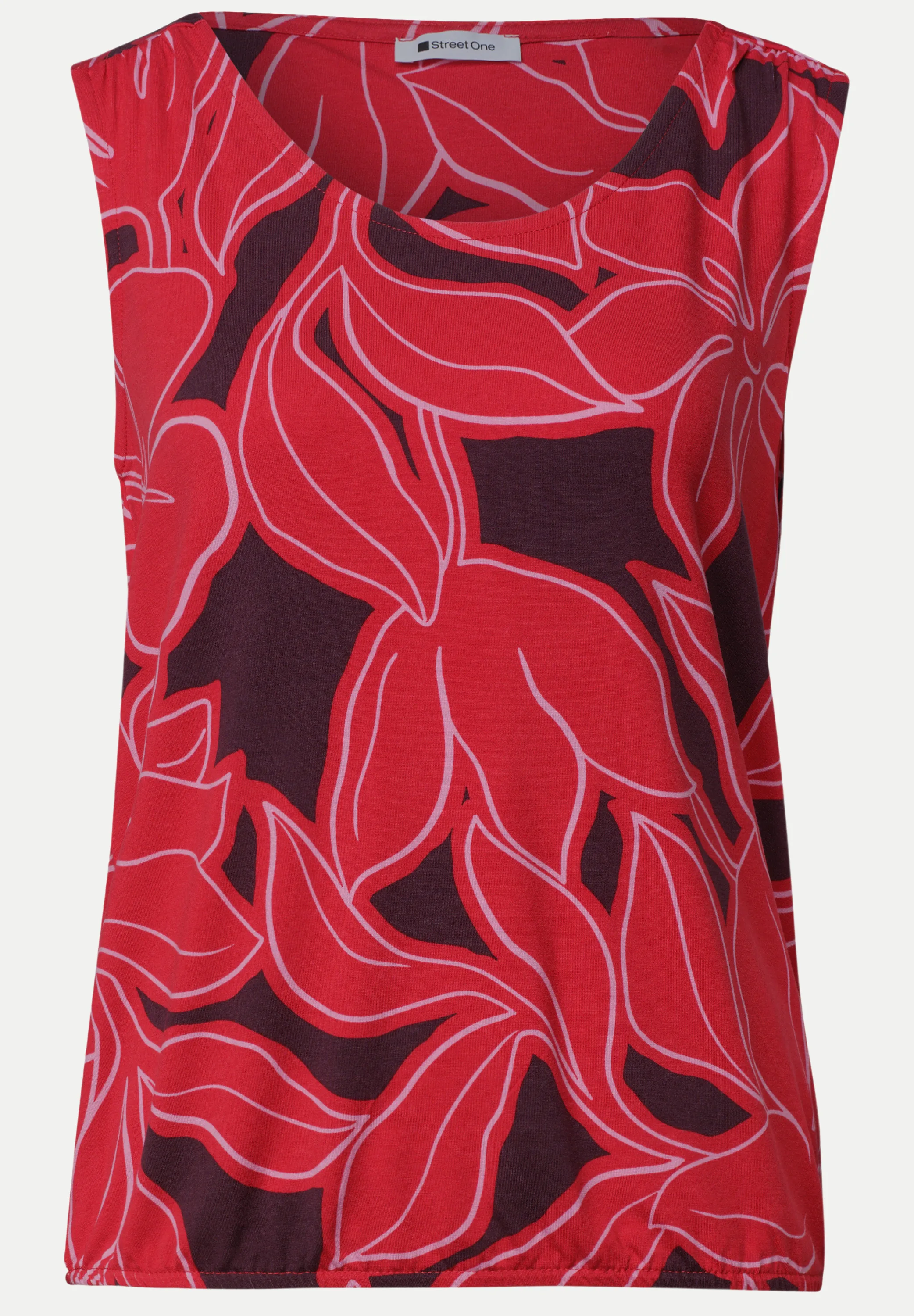 Top mit V-Neck und Elastiksaum Rot 36 - Street One - FashionsVida