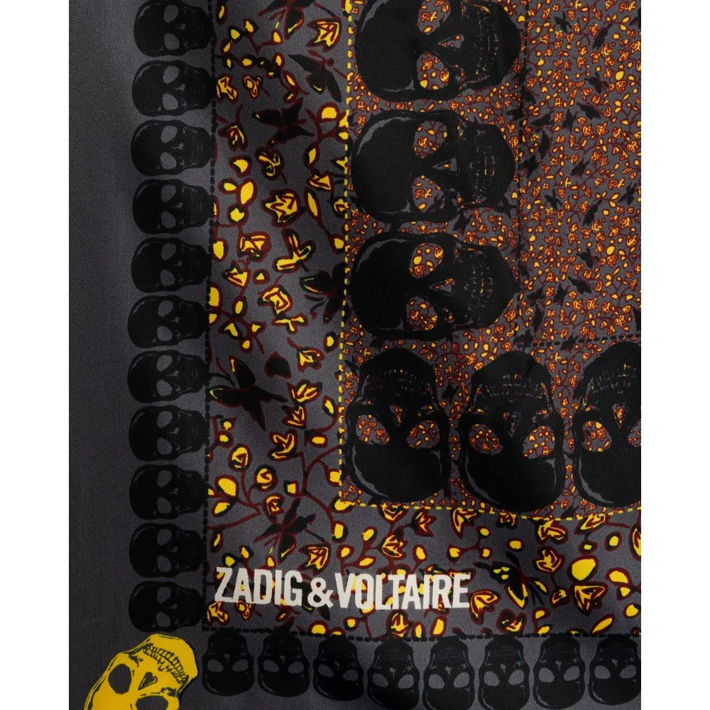 Zadig & Voltaire - Pañuelo de mujer cuadrado con estampado de calaveras y flores - Zadig & Voltaire - FashionsVida