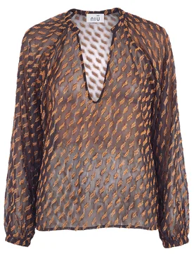 Blusa - 480655 - Fantasia Ocra - Niu - FashionsVida