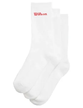 Crew Logo Socks 3 Units Bright White UK 2.5-4.5 - Wilson - FashionsVida