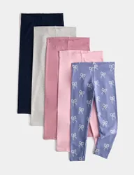 Pack Cotton Rich Leggings (2-10 Yrs) Blue Mix female