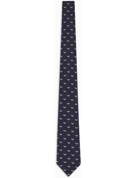 Corbata de seda con motivo integral de microáguila en tejido jacquard - Emporio Armani - FashionsVida