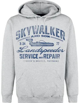 Disney Kapuzenpullover - Landspeeder Repair - Vintage - S bis XXL - für Männer - Größe XXL - grau meliert - Lizenzierter Fanartikel - Männer - ma - Star Wars - FashionsVida