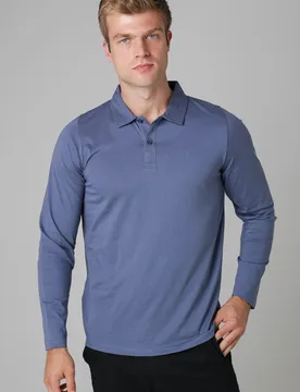 Mens Long Sleeve Cotton Polo Shirt - Tokyo Laundry - FashionsVida