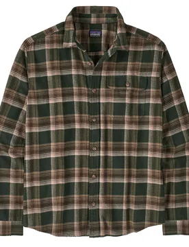 Mens Long-Sleeved Lightweight Fjord Flannel Shirt - Treeline Green - Patagonia - FashionsVida