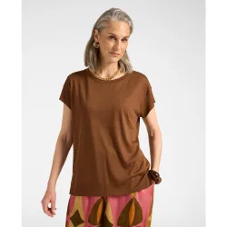 Camiseta de mujer con bordes acanalados ajuste regular