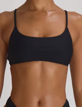 Top de bikini con tirantes ajustables, recto, para vacaciones, verano, viajes y playa. Traje de baño básico de color sólido para resort XL - Shein - FashionsVida