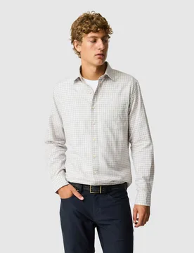 Slim Fit Cotton Linen Blend Oxford Shirt Oatmeal male - Rodd & Gunn - FashionsVida